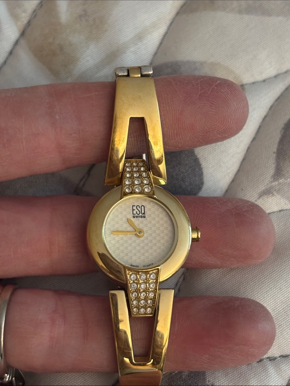 Vintage ESQ Swiss by Movado Women’s Gold-Tone Crystal Accent Bracelet Watch!!